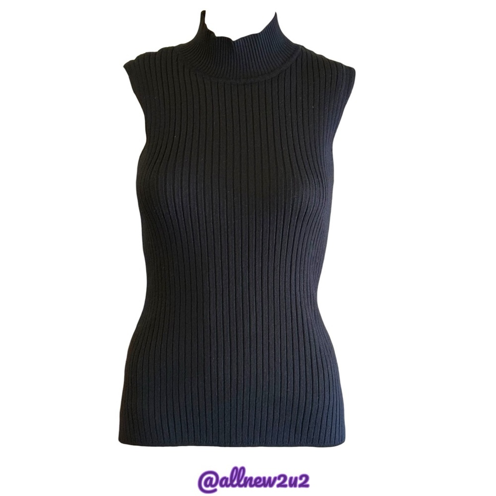 Madison Grey Elegant Black Ribbed Tank Top Size Small to Medium